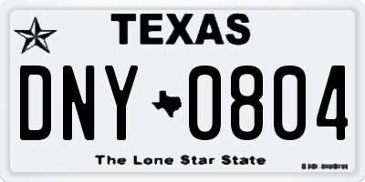 TX license plate DNY0804