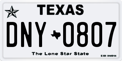 TX license plate DNY0807