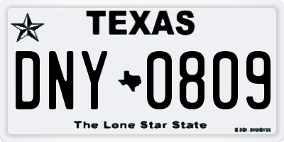 TX license plate DNY0809