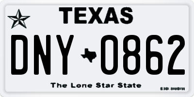 TX license plate DNY0862