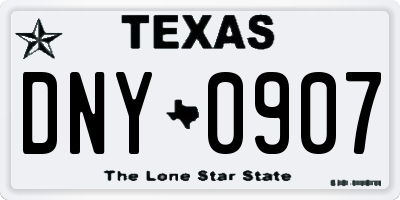 TX license plate DNY0907