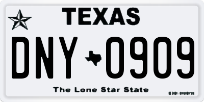 TX license plate DNY0909