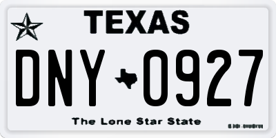TX license plate DNY0927