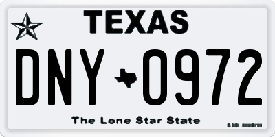 TX license plate DNY0972