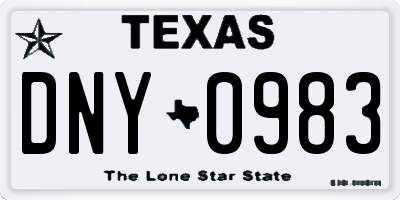 TX license plate DNY0983