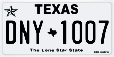 TX license plate DNY1007