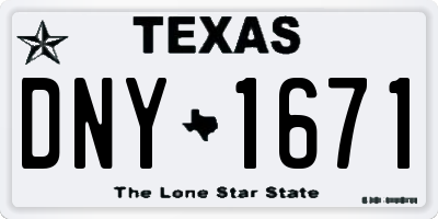 TX license plate DNY1671