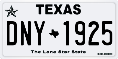 TX license plate DNY1925