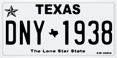 TX license plate DNY1938