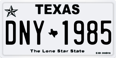 TX license plate DNY1985