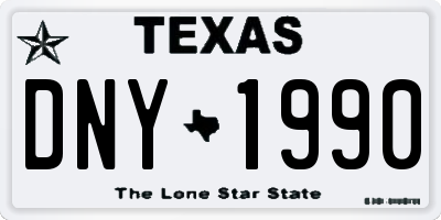 TX license plate DNY1990
