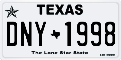TX license plate DNY1998