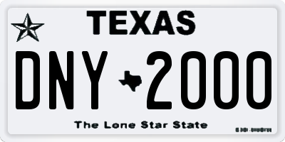 TX license plate DNY2000