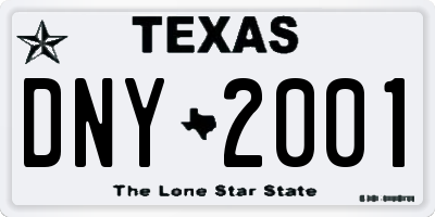 TX license plate DNY2001