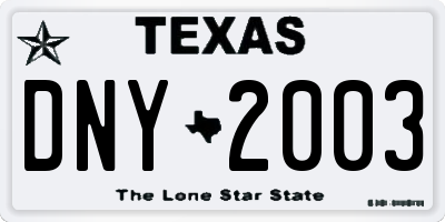 TX license plate DNY2003