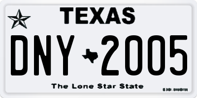 TX license plate DNY2005