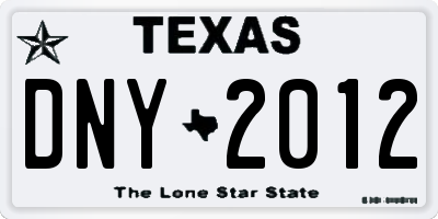 TX license plate DNY2012