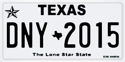 TX license plate DNY2015
