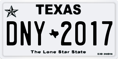 TX license plate DNY2017