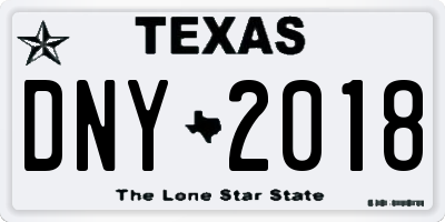 TX license plate DNY2018