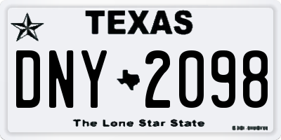 TX license plate DNY2098