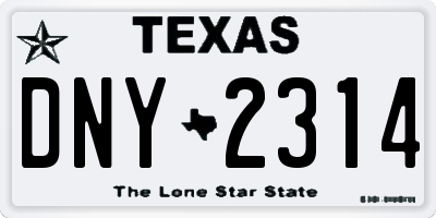 TX license plate DNY2314