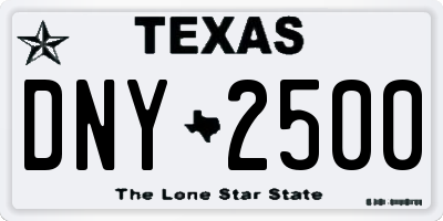TX license plate DNY2500