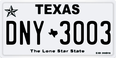 TX license plate DNY3003