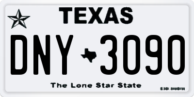 TX license plate DNY3090