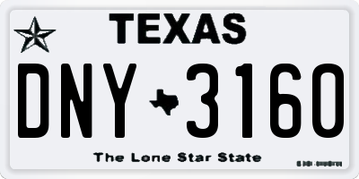 TX license plate DNY3160
