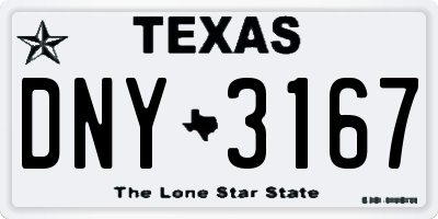 TX license plate DNY3167