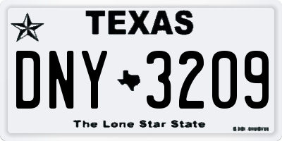 TX license plate DNY3209