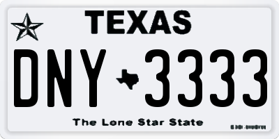 TX license plate DNY3333