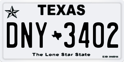 TX license plate DNY3402