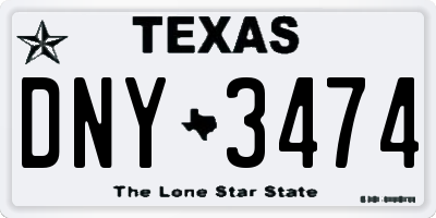 TX license plate DNY3474