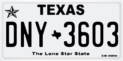 TX license plate DNY3603