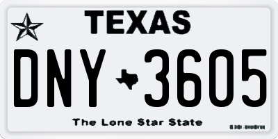 TX license plate DNY3605