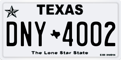TX license plate DNY4002