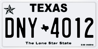 TX license plate DNY4012