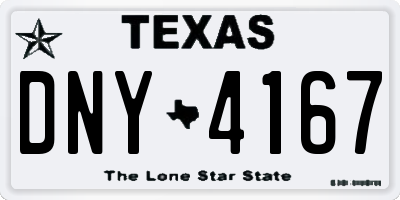 TX license plate DNY4167