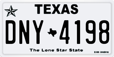 TX license plate DNY4198
