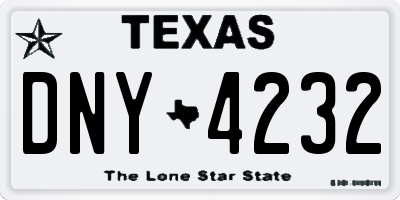 TX license plate DNY4232