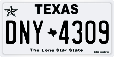 TX license plate DNY4309