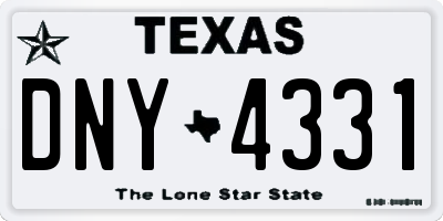 TX license plate DNY4331
