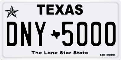TX license plate DNY5000