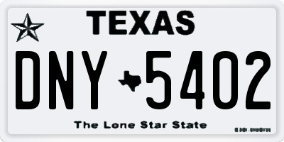TX license plate DNY5402