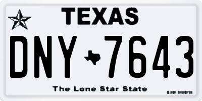 TX license plate DNY7643