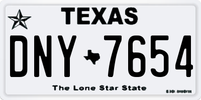 TX license plate DNY7654