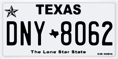 TX license plate DNY8062