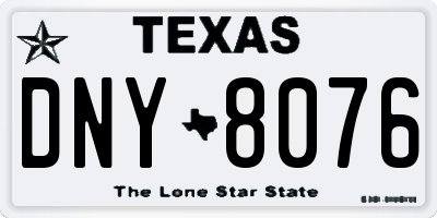 TX license plate DNY8076